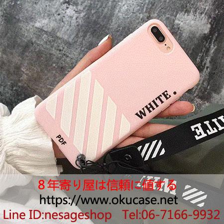 iPhoneXケース ピンク オフホワイト