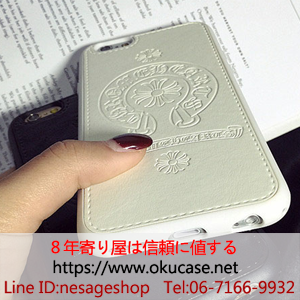クロムハーツ 個性 iPhone8 アイフォン7 ケース レザーカバー ホワイト