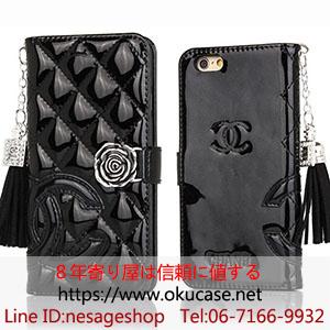 chanel風 iphone7 手帳ケース ブラック