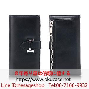 エルメス iphone8ケース 財布型 ブラック