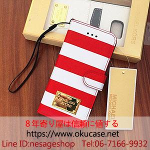 iphone8 mkケース カード収納 レッド