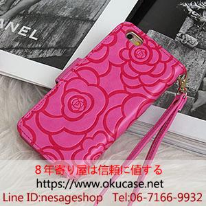 iPhone7plus 手帳ケース chanel 濃いピンク