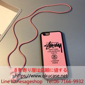 STUSSY アイフォン6s 保護カバー ピンク ネックストラップ