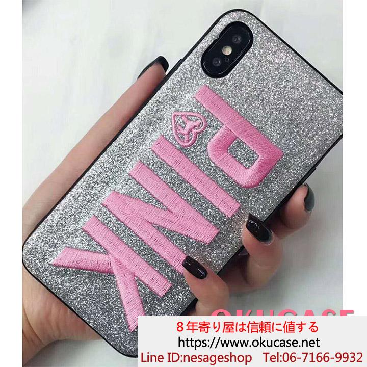 iPhoneXS Maxカバー ピンク 刺繍